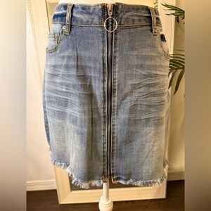 Indigo Rein Denim Zipper Front Jean Skirt